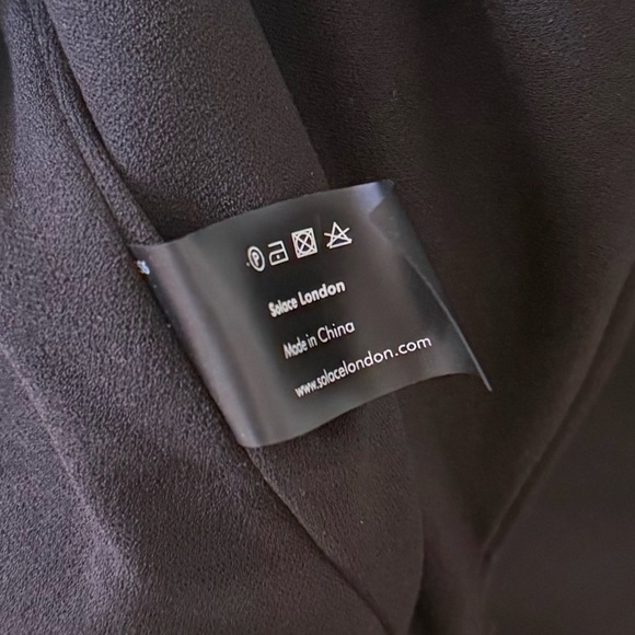 SOLACE LONDON Naya Satin Side Asymmetric Ruffle Maxi Dress Black Sz XS - Picture 7 of 11